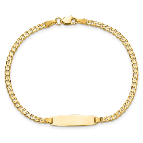 14k Polished Solid Chain/Solid Plate Curb Link 19.5x5.5mm Plate 8 inch ID Bracelet