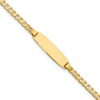14k Polished Solid Chain/Solid Plate Curb Link 19.5x5.5mm Plate 7 inch ID Bracelet