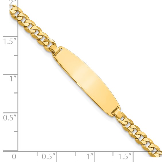 14k Polished Solid Chain/Solid Plate Flat Curb Link Rounded 32.5x7.4mm Plate 8 inch ID Bracelet