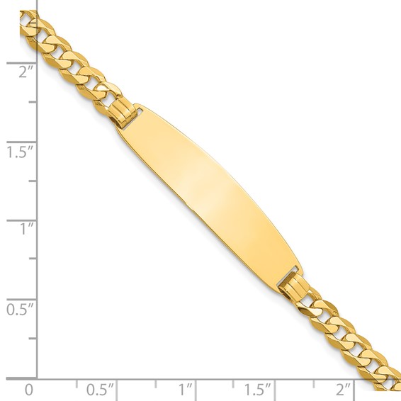14k Polished Solid Chain/Solid Plate Curb Link Rounded 35x8.5mm Plate 8 inch ID Bracelet