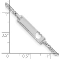 14K White Gold Polished Solid Chain Solid Plate Curb Link Cut-out Heart 20x 5mm Plate ID Bracelet, 7" view 3