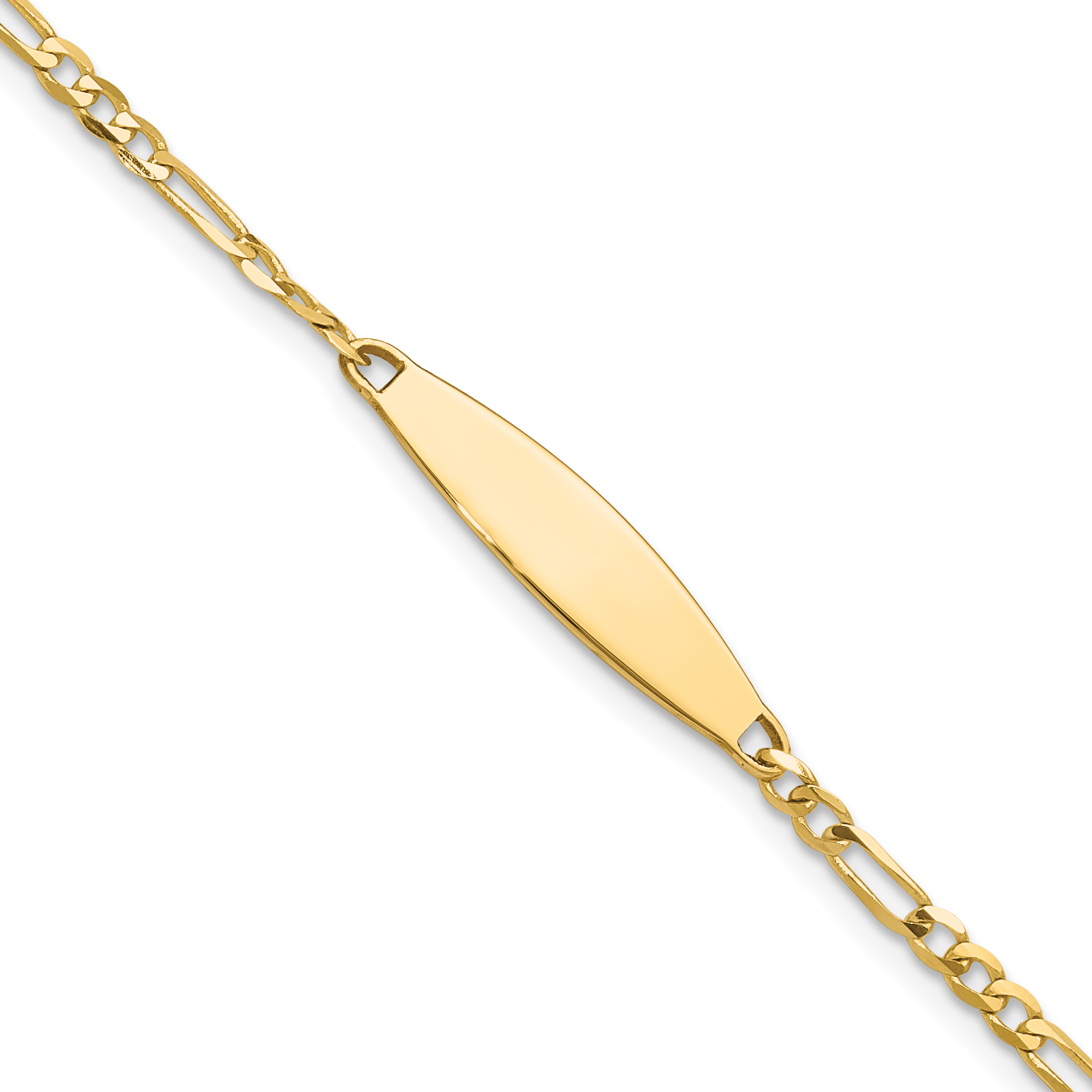14k Polished Solid Chain/Solid Plate Figaro Link 24.6x5.5mm Plate 8 inch ID Bracelet (LID110-8)