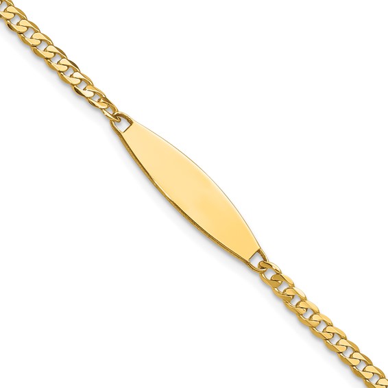14k Polished Solid Chain/Solid Plate Curb Link 36x5.1mm Plate 7 inch ID Bracelet