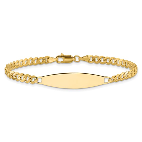 14k Polished Solid Chain/Solid Plate Flat Curb Link 29.5x8mm Plate 8 inch ID Bracelet