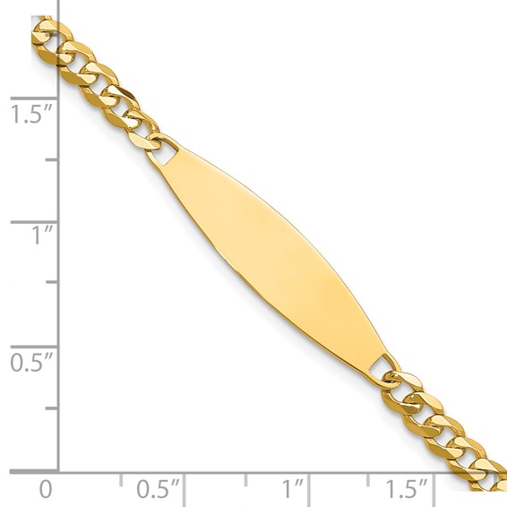 14k Polished Solid Chain/Solid Plate Flat Curb Link 29.5x8mm Plate 8 inch ID Bracelet