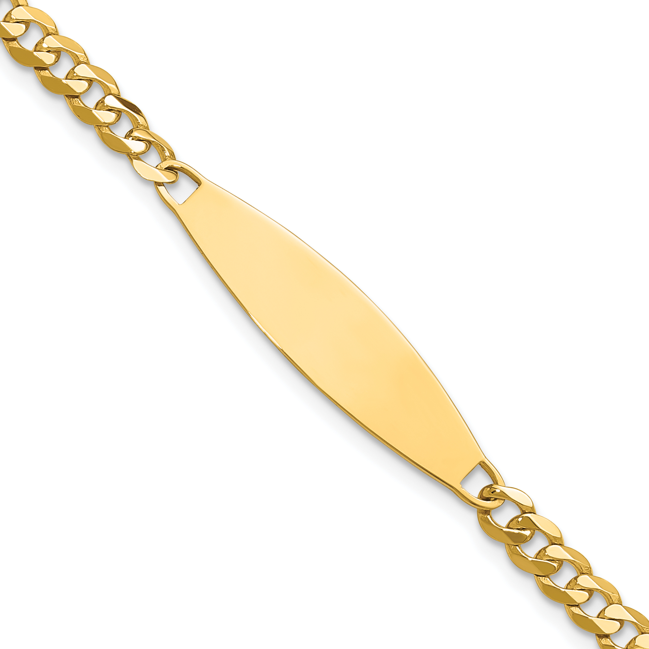 14k Polished Solid Chain/Solid Plate Flat Curb Link 29.5x8mm Plate 8 inch ID Bracelet (LID113-8)