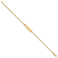 14K Yellow Gold Polished Solid Chain Solid Plate Figaro Link Cut-out Heart 20x5mm Plate ID Bracelet - 7in view 2