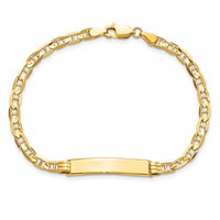 14K Yellow Gold Polished Solid Chain Solid Plate Anchor Link 24.5x4.5mm Plate ID Bracelet - 7in view 4