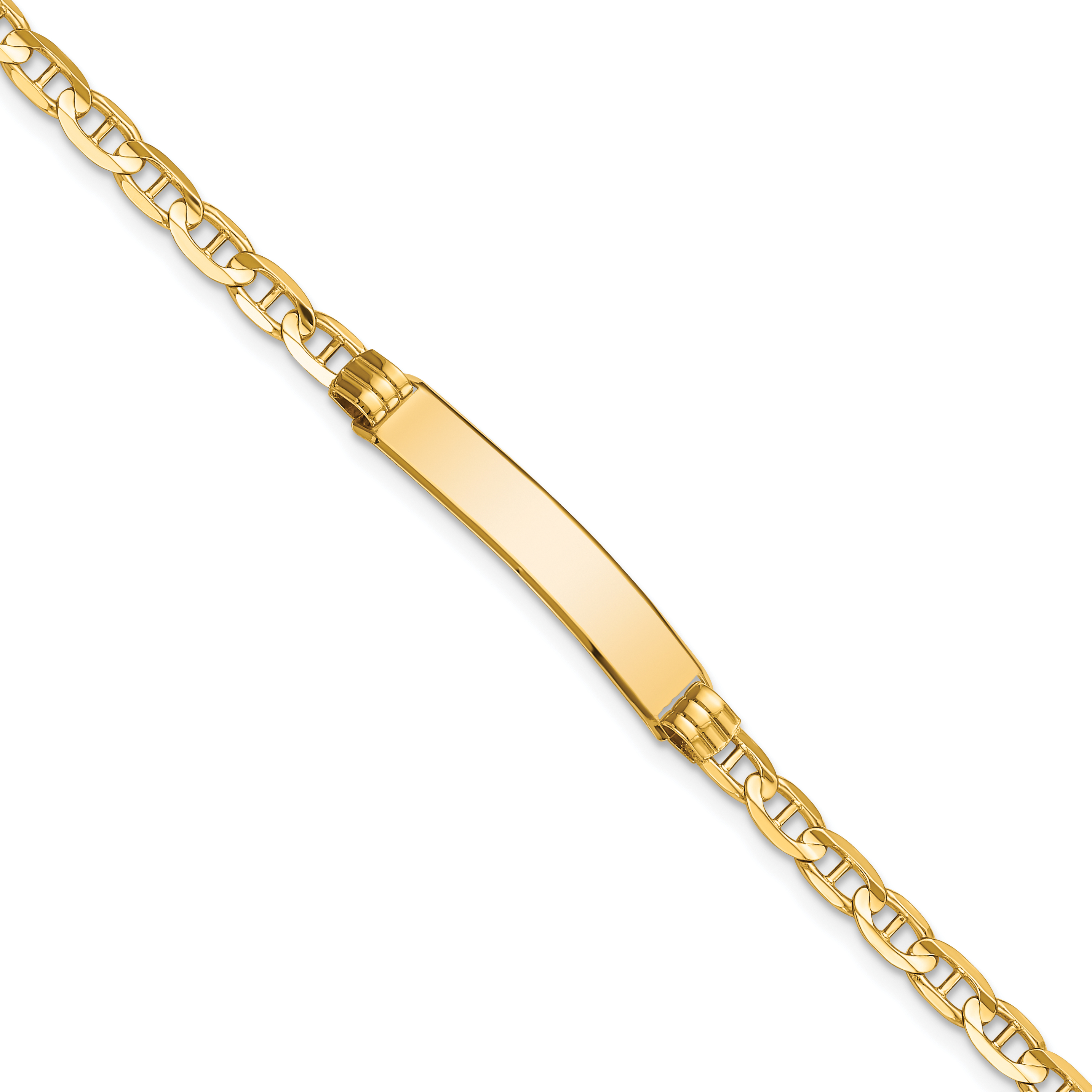 14k Polished Solid Chain/Solid Plate Anchor Link 24.5x4.5mm Plate 7 inch ID Bracelet (LID60-7)