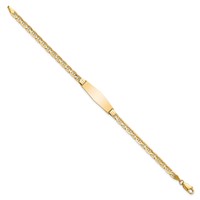 14K Polished Solid Chain Solid Plate Anchor Link Soft Diamond Shape 24.5x7.5mm Plate 7 Inch ID Bracelet view 2