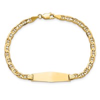 14K Polished Solid Chain Solid Plate Anchor Link Soft Diamond Shape 24.5x7.5mm Plate 7 Inch ID Bracelet view 4