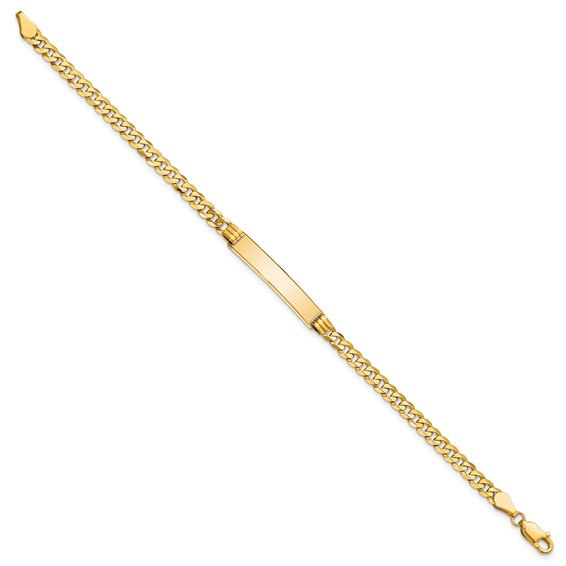 14k Polished Solid Chain/Solid Plate Curb Link 24.5x5mm Plate 8 inch ID Bracelet