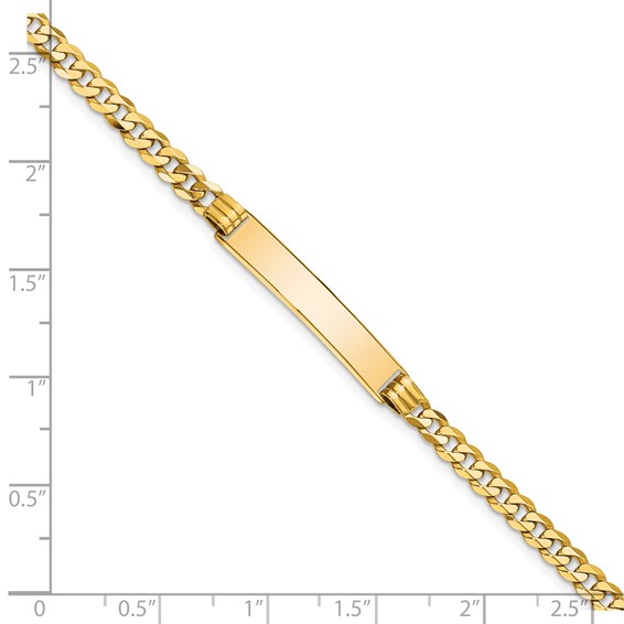 14k Polished Solid Chain/Solid Plate Curb Link 24.5x5mm Plate 8 inch ID Bracelet