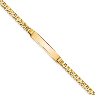 14k Polished Solid Chain/Solid Plate Curb Link 24.5x5mm Plate 8 inch ID Bracelet