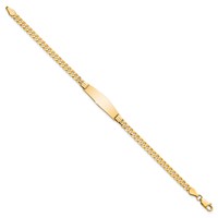 14K Yellow Gold Polished Solid Chain Solid Plate Curb Link Soft Diamond Shape 24.5x7.5mm Plate ID Bracelet - 7in view 2