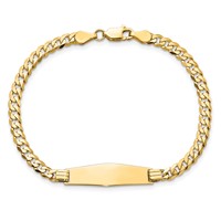 14K Yellow Gold Polished Solid Chain Solid Plate Curb Link Soft Diamond Shape 24.5x7.5mm Plate ID Bracelet - 7in view 4
