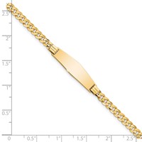 14K Yellow Gold Polished Solid Chain Solid Plate Curb Link Soft Diamond Shape 24.5x7.5mm Plate ID Bracelet - 7in view 3