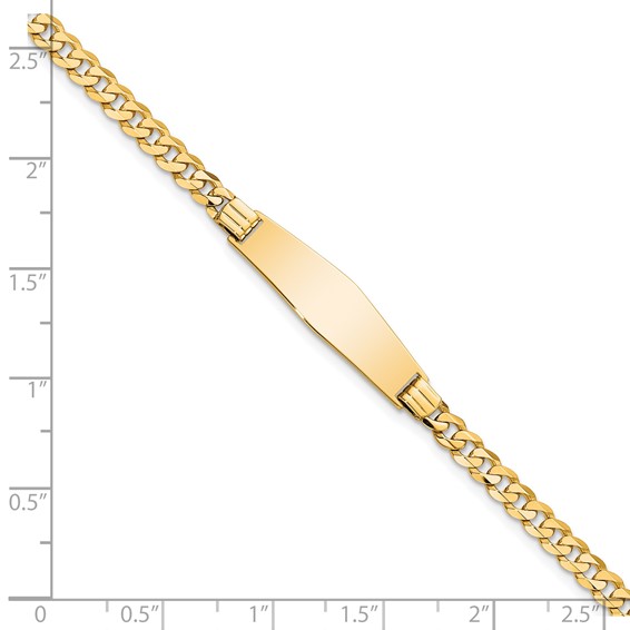 14k Polished Solid Chain/Solid Plate Curb Link Soft Diamond Shape 24.5x7.5mm Plate 8 inch ID Bracelet