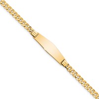 14K Yellow Gold Polished Solid Chain Solid Plate Curb Link Soft Diamond Shape 24.5x7.5mm Plate ID Bracelet - 7in view 1
