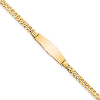 14k Polished Solid Chain/Solid Plate Curb Link Soft Diamond Shape 24.5x7.5mm Plate 8 inch ID Bracelet