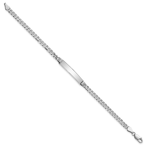 14k White Gold Polished Solid Chain/Solid Plate Flat Curb Link 25.5x5mm Plate 7 inch ID Bracelet
