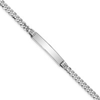 14K White Gold Polished Solid Chain Solid Plate Flat Curb Link 25.5x5mm Plate ID Bracelet - 7in view 1