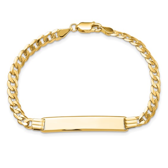14k Polished Solid Chain/Solid Plate Curb Link 33.5x7mm Plate 8 inch ID Bracelet