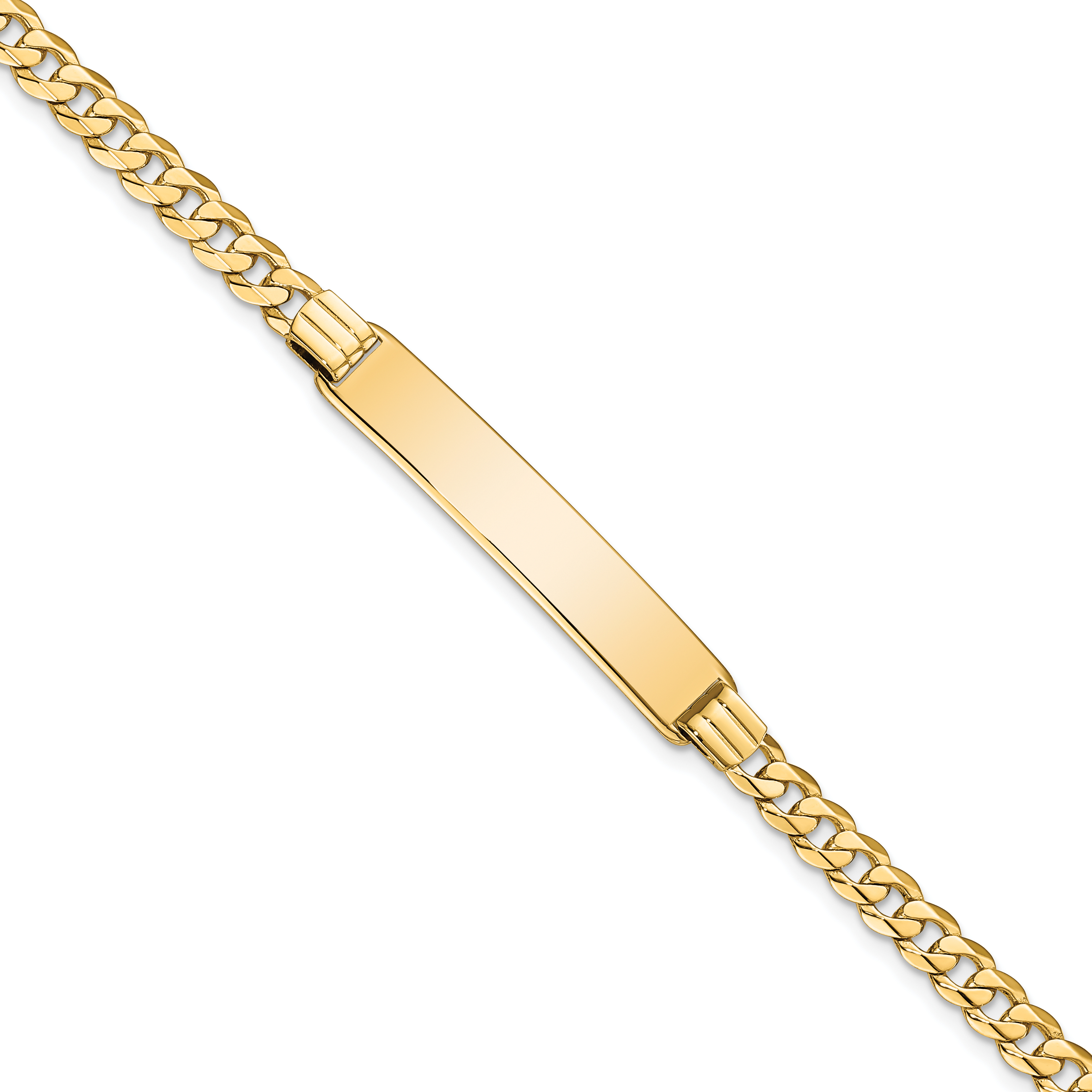 14k Polished Solid Chain/Solid Plate Curb Link 33.5x7mm Plate 8 inch ID Bracelet (LID62-8)