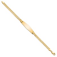 14K Yellow Gold Polished Solid Chain Solid Plate Curb Link Soft Diamond Shape 33x 10mm Plate ID Bracelet, 7" view 2