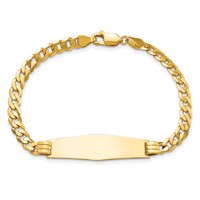 14K Yellow Gold Polished Solid Chain Solid Plate Curb Link Soft Diamond Shape 33x 10mm Plate ID Bracelet, 7" view 4