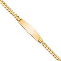14K Yellow Gold Polished Solid Chain Solid Plate Curb Link Soft Diamond Shape 33x 10mm Plate ID Bracelet, 7" view 1