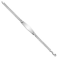 14K White Gold Polished Solid Chain Solid Plate Flat Curb Link Soft Diamond Shape 33x10mm Plate 7 Inch ID Bracelet view 2