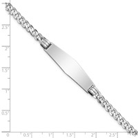 14K White Gold Polished Solid Chain Solid Plate Flat Curb Link Soft Diamond Shape 33x10mm Plate 7 Inch ID Bracelet view 3
