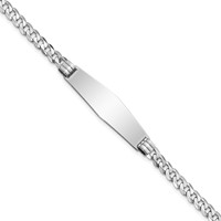 14K White Gold Polished Solid Chain Solid Plate Flat Curb Link Soft Diamond Shape 33x10mm Plate 7 Inch ID Bracelet view 1