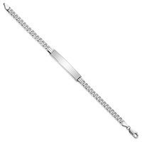 14K White Gold Polished Solid Chain Solid Plate Flat Curb Link 33.5x 7mm Plate ID Bracelet, 7" view 2