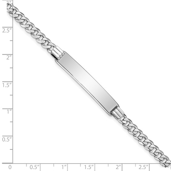 14k White Gold Polished Solid Chain/Solid Plate Flat Curb Link 33.5x7mm Plate 7 inch ID Bracelet