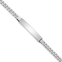 14K White Gold Polished Solid Chain Solid Plate Flat Curb Link 33.5x 7mm Plate ID Bracelet, 7" view 1