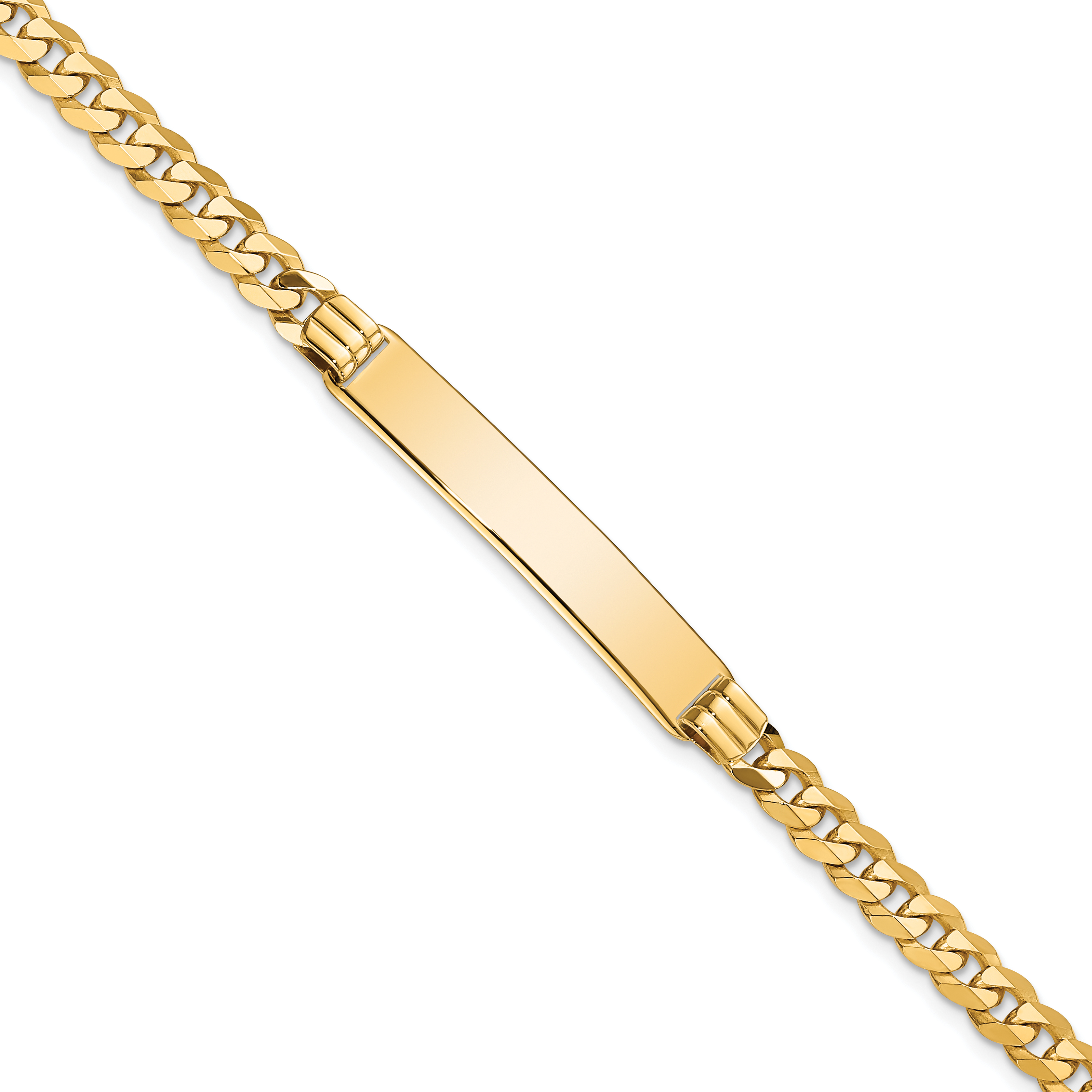 14k Polished Solid Chain/Solid Plate Curb Link 34x7mm Plate 8 inch ID Bracelet (LID63-8)