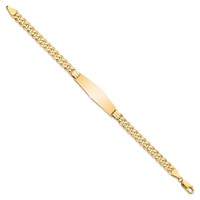 14K Yellow Gold Polished Solid Chain Solid Plate Curb Link Soft Diamond Shape 33x10mm Plate ID Bracelet - 7in view 2
