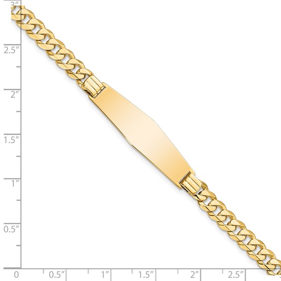 14k Polished Solid Chain/Solid Plate Curb Link Soft Diamond Shape 33x10mm Plate 7 inch ID Bracelet