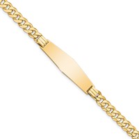 14K Yellow Gold Polished Solid Chain Solid Plate Curb Link Soft Diamond Shape 33x10mm Plate ID Bracelet - 7in view 1