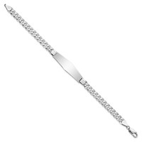 14K White Gold Polished Solid Chain Solid Plate Flat Curb Link Soft Diamond Shape 33x10mm Plate 7 Inch ID Bracelet view 2