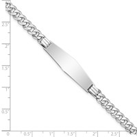 14K White Gold Polished Solid Chain Solid Plate Flat Curb Link Soft Diamond Shape 33x10mm Plate 7 Inch ID Bracelet view 3