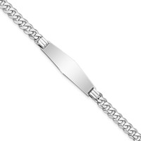 14K White Gold Polished Solid Chain Solid Plate Flat Curb Link Soft Diamond Shape 33x10mm Plate 7 Inch ID Bracelet view 1