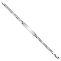 14K White Gold Polished Solid Chain Solid Plate Flat Curb Link 34x7mm Plate ID Bracelet - 7in view 2