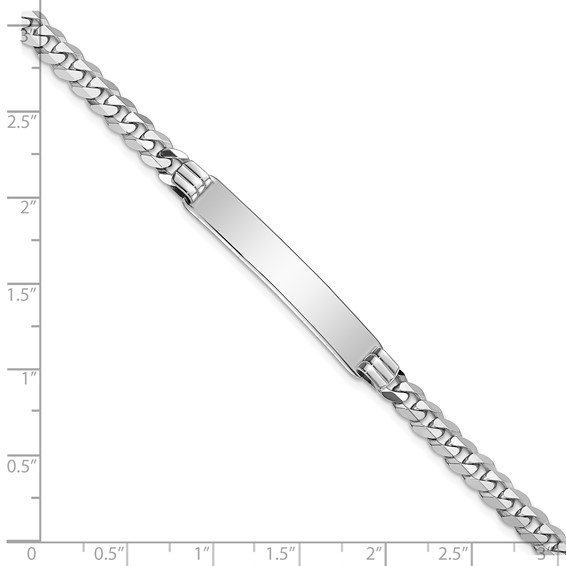 14k White Gold Polished Solid Chain/Solid Plate Flat Curb Link 34x7mm Plate 7 inch ID Bracelet