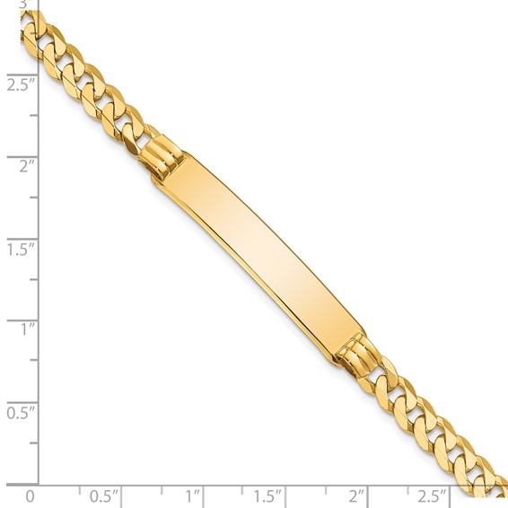 14k Polished Solid Chain/Solid Plate Curb Link 38x7.5mm Plate 8 inch ID Bracelet