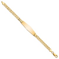 14K Yellow Gold Polished Solid Chain Solid Plate Curb Link Soft Diamond Shape 37.5x 10mm Plate ID Bracelet, 7" view 2