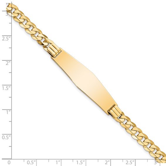 14k Polished Solid Chain/Solid Plate Curb Link Soft Diamond Shape 37.5x10mm Plate 8 inch ID Bracelet