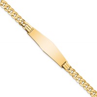 14K Yellow Gold Polished Solid Chain Solid Plate Curb Link Soft Diamond Shape 37.5x 10mm Plate ID Bracelet, 7" view 1